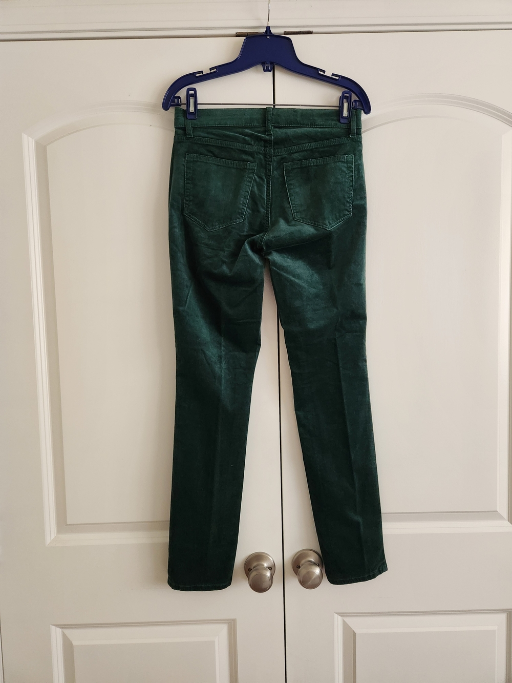LOFT Dark Green Velvet Skinny Pants for Women - Picture 2 of 9